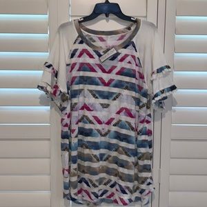 Multi-color striped T-shirt 2X